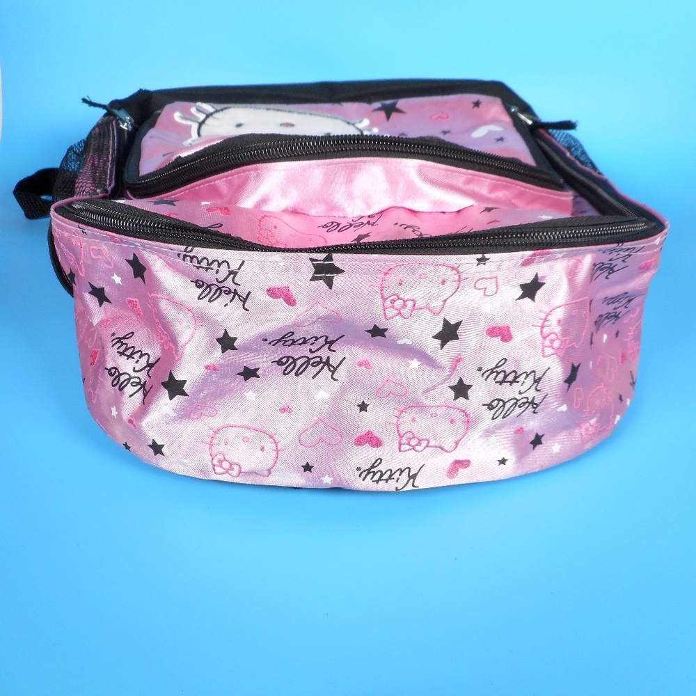 Hello Kitty Sanrio Light Pink Black Backpack Hearts Stars School Embroidered - Picture 12 of 14